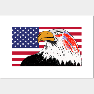 USA Drawing of an Eagle Posters and Art